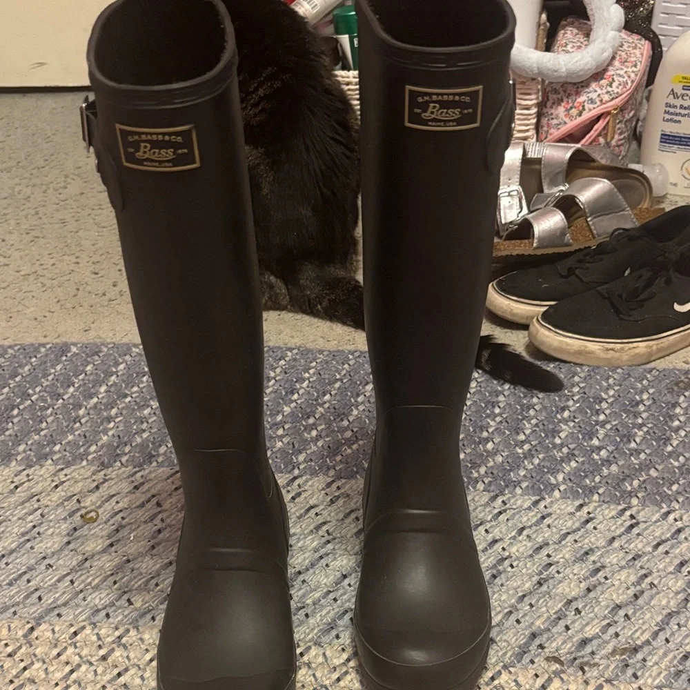 G.H. Bass & Co. Black Tall Rubber Rain Boots